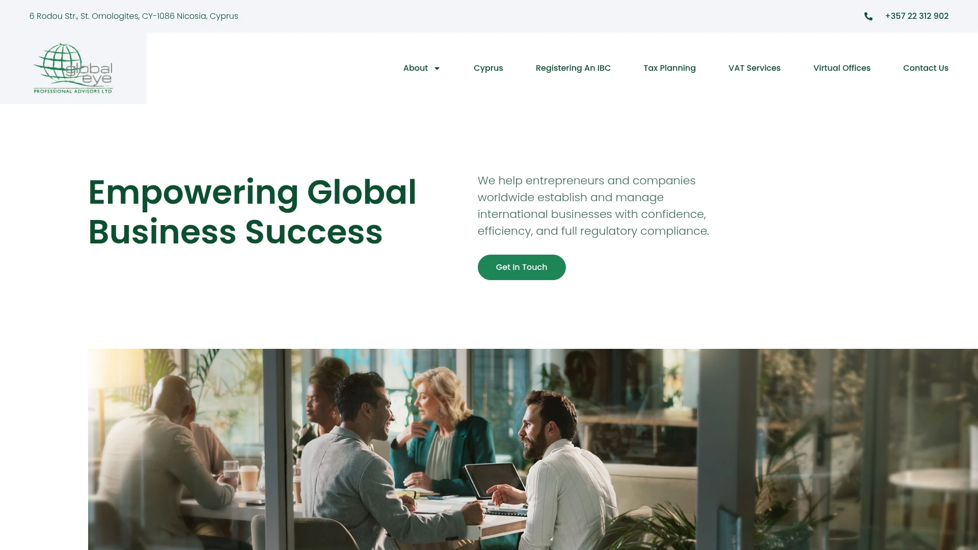 Globaleye website homepage