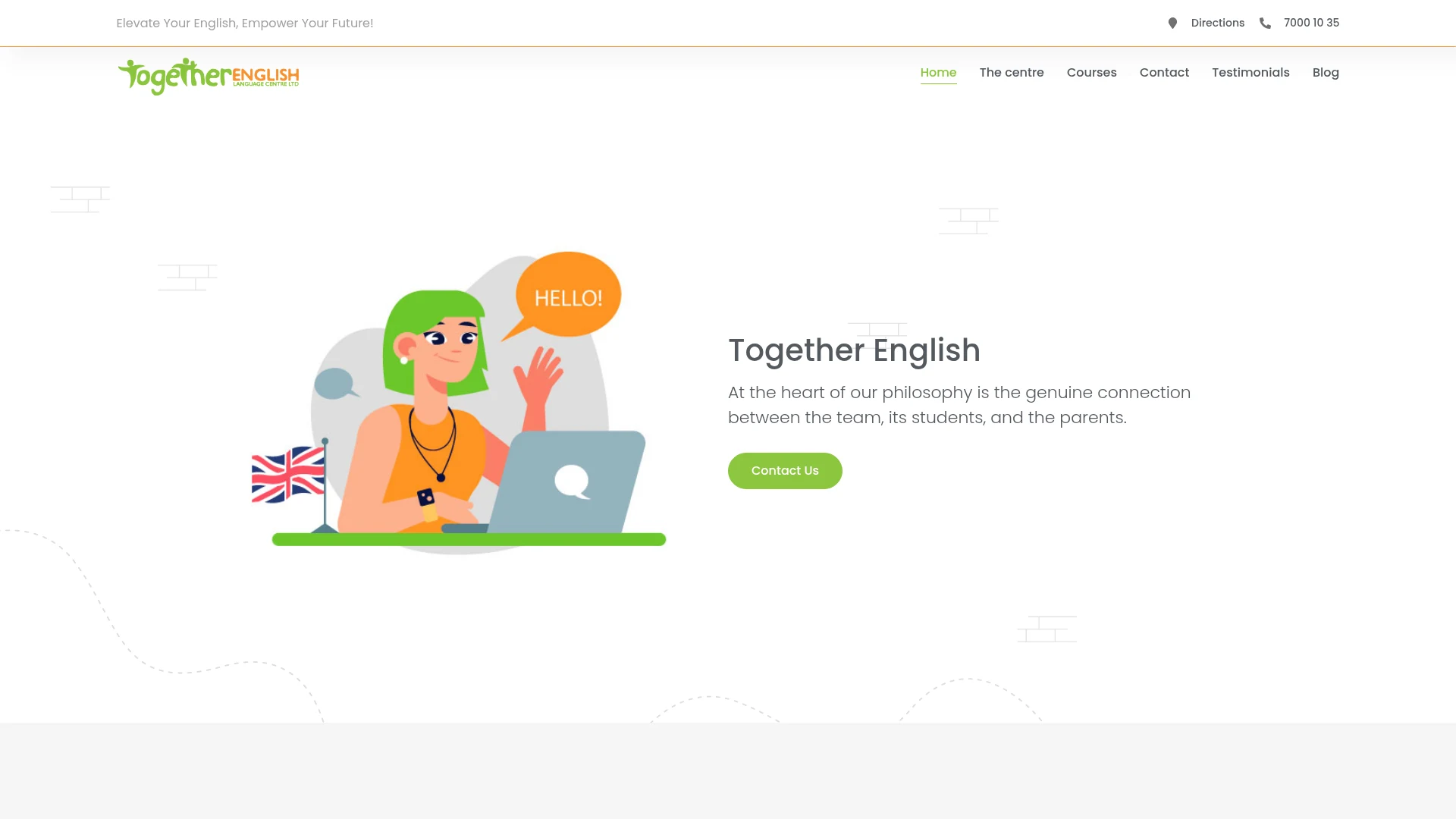 Together English website design