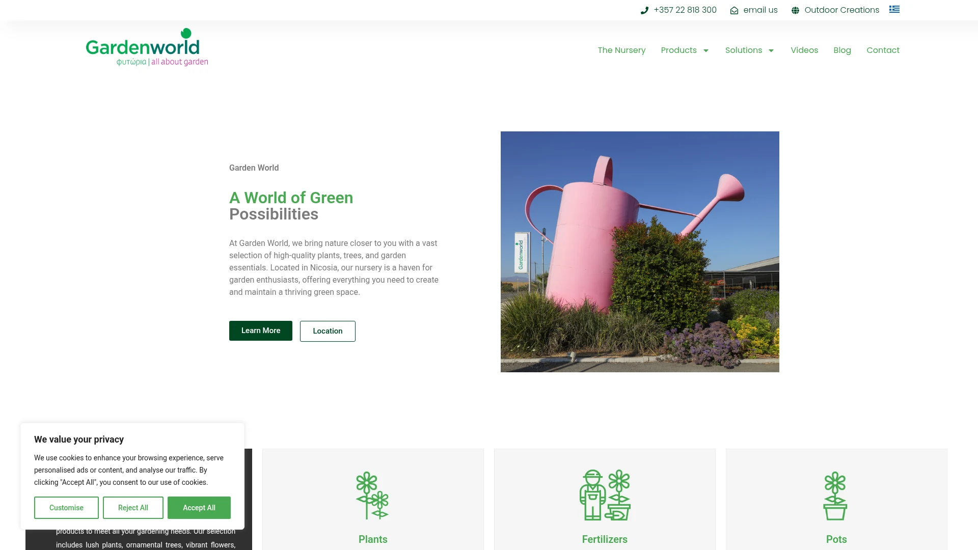 Garden World website design